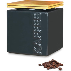 HWG-Home® Design Coffee Canister Airtight 500 g, for Fresh Aroma, Anthracite & White, Ceramic Coffee Container Square Space-Saving Stackable for Ground Coffee and Beans with Bamboo Lid