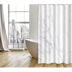 MSV Cotexsa by Premium Anti-Mould Textile Shower Curtain - Anti-Bacterial, Washable, 100% Waterproof, with 12 Shower Curtain Rings - Polyester, 