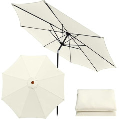 Roadtime 3m Replacement Parasol Canopy, Universal Market Table Umbrella, Patio Umbrella Sunshade Cover for Yard, Garden, Beach, Pool, Market Table, White