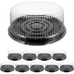 Operitacx Clear Plastic Cake Containers with Lids Round 8 Inch Dessert Containers for Dessert Cake Cookies Moon Cake 10 Pack