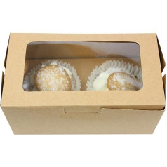 Emartbuy 36 x Kraft Cupcake Muffin Party Boxes with Clear Window for 2 Cupcakes