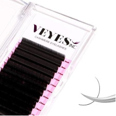 VEYES INC Cashmere Volume Lash Extensions C CC D DD LD L B J M Curl 0.03-0.20 Thickness, Super Matte Black Individual Eyelashes Tray, Professional Supplies for Lash Techs (0.07 C 13 mm)