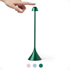 LEXON Steli Design Table Lamp, Touch Sensitive & Synchronisable, 9 LED Colours & Adjustable Brightness, Ideal for Bedside Table or Office, Wireless Rechargeable, Indoor and Outdoor Use - Dark Green
