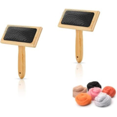 2 Pieces Wool Carder Wool Carding Brush Needle Felting Tools Slicker Brush for Spinning and Weaving Carding Brush for Needle Felting Wool