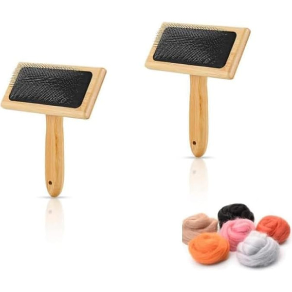 2 Pieces Wool Carder Wool Carding Brush Needle Felting Tools Slicker Brush for Spinning and Weaving Carding Brush for Needle Felting Wool