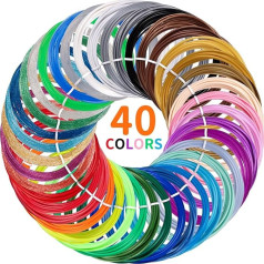 Kretrum 40 Colours 3D Pen Filament PLA 1.75 mm 3D Printing Pen Filament Refills Compatible with MYNT3D SCRIB3D 3D Pen Not Fit Filapen Any Colour 3M Total 394 Feet