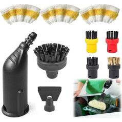 YTUGIL 10 Piece Steam Cleaner Accessories Compatible with Karcher SC1 SC2 SC3 SC4 SC5 SC7 CTK10 CTK20 - Steam Cleaner Round Brushes, Nozzles, Extension Tube and Steam Jacket for Efficient Steam