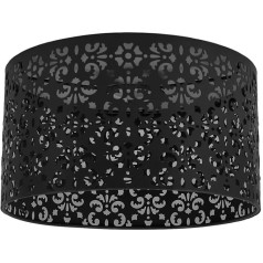 Metalllampenschatten, Dekorative Blumeneisenlampenschatten, Runde Lampenschirme für die Stehlampe, Mittelschwere Zylinder Dekorative Lampenschatten für E27 E14 Dual -Gebrauch (BLACK)