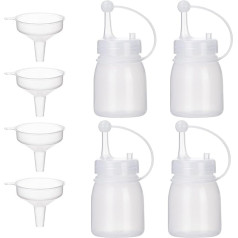Uceoo Squeeze Bottles for Condiments, 4 Pack Squeeze Bottles for Sauce Plastic Squeeze Bottle with Cap Lid for Katchup Honey Coarse Sauces Resin Salsa Crafts Oil 180ml with 4