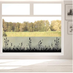 Wandtattoo Loft Privacy Film Window with Black Reeds and Grasses Motif, Maritime Window Film, Opaque Frosted Glass Film, Maritime Window Decoration Film, Window Decoration