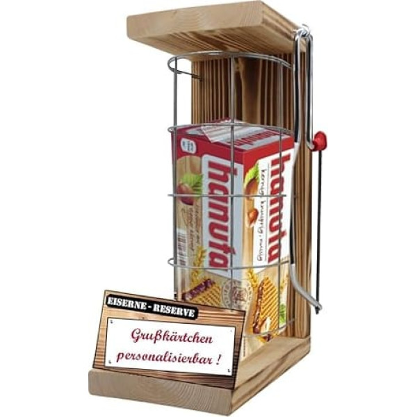 Personalised Gifts for Men Women Gift Idea with Name – Iron Reserve Grid Text Red Hanuta (10 x 22 g) Including Emergency Saw – Dad Mum Birthday Wedding