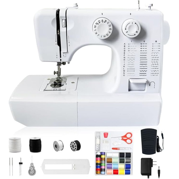 SMOCTAR Sewing Machine for Beginners, 45 Stitch Programmes, Small Overlock Sewing Machines, Mini Sewing Machine, Electric Sewing Machine with Foot Pedal & Sewing Kit