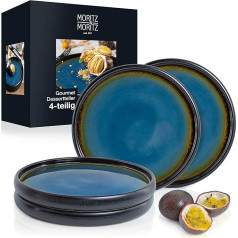 Moritz & Moritz Solid 4 x Small Plates 21 cm - Stoneware Plate Set as Dessert Plates, Cake Plates, Breakfast Plates - Crockery Set for Serving