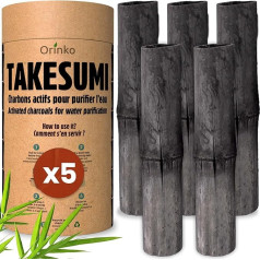 Binchotan 5x Activated Carbon Water Filter Made of Bamboo for Cleaning Water in Carafe