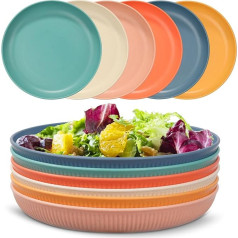 Worephu Lightweight and Unbreakable Dinner Plates, 6 Pack Reusable Plastic Plates, 6 Colours, Pizza/Pasta/Snack/Salad, Dinner Sets for Home, Office, Picnic, Park