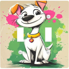 Niedliche Cartoon-Hunde-Lichtschalter-Abdeckplatten/Steckdosenabdeckungen, buntes Tier-Design für Kinderzimmer, Thermoplastische Wandplatten, Standardgröße Doppelknebel