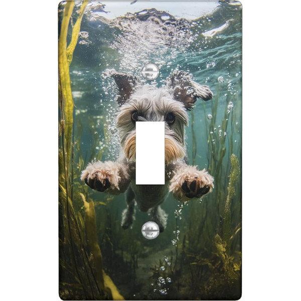 Unterwasser-Hunde-Lichtschalter-Abdeckplatten/Steckdosenabdeckungen, lustige Tierdekoration für Kinderzimmer, wasserdichte thermoplastische Wandplatten, Standardgröße, Einzel-Kippschalter