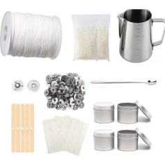 Candle Making Set Candle Making Accessories Kit DIY Candle Making Kit Children Adults Starter Set Candle Wicks Set with Wick Holder, Candle Melting Cup, Mixing Spoon, Beeswax, Stickers