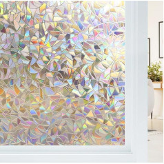 Haton Opaque Window Film, Self-Adhesive Colourful Privacy Film, Window, 3D Rainbow Adhesive Film, Window, Without Adhesive, UV Protection, Glass Film for Living Room, Kitchen, 60 x 400 cm
