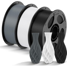 ANYCUBIC PLA Filament 1.75 mm, Refill PLA and Spool Kit, 3D Printer Filament PLA, Vacuum Packaging, RFID for Intelligent Printing, 3 kg Black White Texture Grey