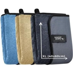 MAGIC WIPE® Bathroom Drying Towel XXL Multicolor 3 Pack 40x60cm Microfiber Cleaning Cloth Streak and Lint Free Cloth High Quality Drying Towel for Bathroom Kitchen Mirror Car