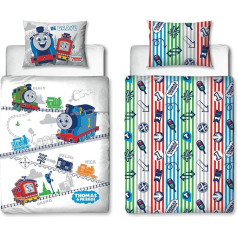 Character World Thomas & Friends Official Toddler Reversible 2 Sided Cot Bed Duvet Cover with Matching Pillow Case Polycotton