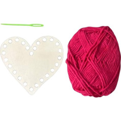 Unfinished Wooden Base for Knitting | Heart Shaped Wooden Floor Kit for Crafts and Knitting - Valentine's Day Craft Kit with Cotton Thread and Needle for Valentine's Day and Mother's Day Decoration