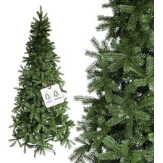Slim Christmas Tree Made of Realistic PVC, Ideal for Small Spaces, of the Highest Quality, 1059 Dense Branches and Sturdy Base, Elegant Design for Classic Christmas Decorations, 210 cm
