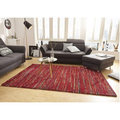 Mint Rugs Chic High Pile Living Room Rug Soft Fluffy Long Pile Shaggy Flokati Boho Striped Design Mottled for Children's Room Bedroom Kitchen Hallway Red 200 x 290 cm