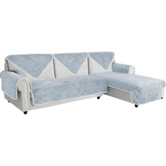 Easy-Going Velvet Sofa Cover 3 Seater Non-Slip Corner Sofa Slipcovers L Shape Funny Fluffy Couch Covers for Pet Dog Leather Sofa Thick Warm Furniture Sofa Protector 36 x 70 inch, Light Grey