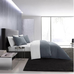 Vera Wang Queen Duvet Cover Set, Luxury Cotton Bedding with Button Closure, Includes Matching Pillowcases (Waffle Pique, Midnight Blue, Queen)