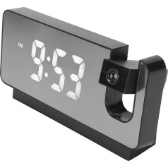 Fabater 180 Degree Projection LED Alarm Clock with Temperature Display, Wide Angle HD Screen, Practical Alarm Clock (Black)