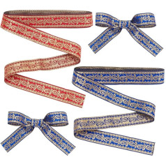 WADORN 14 m 2 Styles Boho Jacquard Ribbon Trim, 20 mm Colourful Embroidered Vintage Ribbon Woven Borders Ethnic Jacquard Braided Tape for Sewing Embellishment Belt Clothing Decor