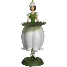 Fiebiger Floristik Flower Girl Lily of the Valley Girl with Plate Decorative Figure Garden Birthday Gift Tea Light Holder Candle Holder 18 cm