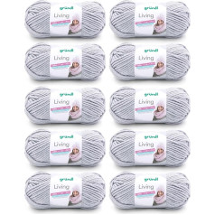 Gründl 3526 Living, Extras Pack 10 All Balls 100g Knitting Yarn 80% Polyacrylic/20% polyamide, Light Grey, 39 x 40 x 8 cm