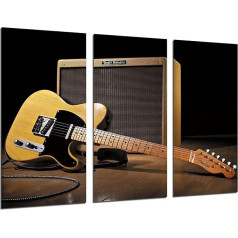 Wall Picture Music Guitar Instrument Fender Stratocaster Rock 97 x 62 cm Wooden Print XXL Format Art Print Ref.26444