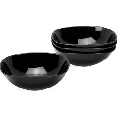 LaGlint 740 ml Cereal Bowls, Black, Set of 4, Square Opal Glass Bowls Set for Snack, Dessert, Rice, Pasta, Salad, Microwave and Dishwasher Safe