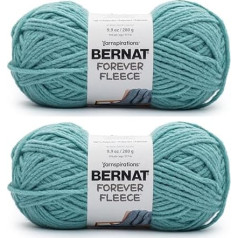 Bernat Forever Fleece Blue Teal Yarn - 2 Packs of 280g - Polyester - 6 Super Bulky - 190 Metres - Knitting, Crochet and Crafts
