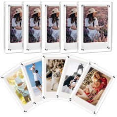 ZEECER Acrylic Fridge Magnetic Frame, Double Sided Fridge Magnet Photo Frame, Refrigerator Photo Frame, Clear Display, Frameless, Home Decoration for Fujifilm Instax Mini, 2.7 x 3.5 inch, 10