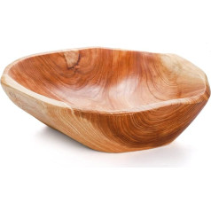 ZENFUN Burl Wood Bowl, Natural Wooden Bowl, Snack Bowl, Handmade Serving Bowl for Sweets, Bread, Snacks, Serving Appetizers, 20-24cm Diameter