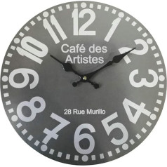 Rebecca Mobili Wall Clock, Grey, MDF, Round, Modern Design, for Kitchen, Living Room, Dimensions: 33.8 x 33.8 x 4 cm (H x L x W), Item RE6572