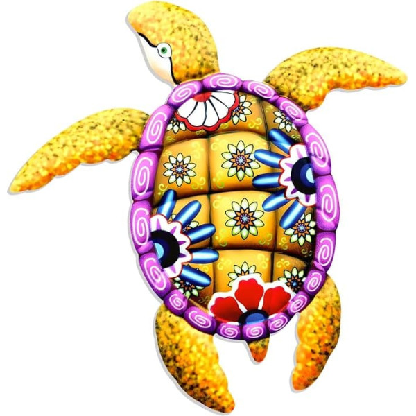 30,5 cm große Schildkröten-Wanddekoration, Meeresschildkröte, Ozean, hängende Skulptur, Metall-Wanddekoration für Badezimmer, Schlafzimmer, Schwimmbad