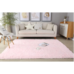 LYKEJI Fluffy Rug for Children's Room, Living Room and Bedroom - Shaggy, Long, Soft and Non-Slip - Decorative Doormat (120 x 160 cm, Pink)