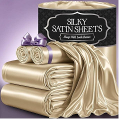 DECOLURE Satin Duvet Cover Set 4 Pieces Silky and Luxuriously Soft with 15 Inch Deep Pocket Double Stitched Wrinkle Resistant (Ivory)