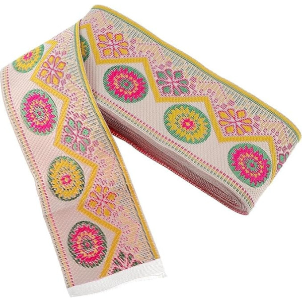 BEBEMOKO Ethnische Stickerei Borte Blumenmuster für Diy Kleidung und Bastelprojekte für Applikationen und Haaraccessoires