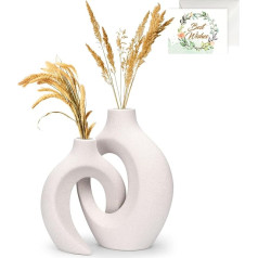 TAVADA White Ceramic Vase, Set of 2 Pampas Grass Vases, Vases Decoration, Modern Ceramic Decorative Vase, Boho Nordic Minimalism Style Flower Vases, Matte Vase