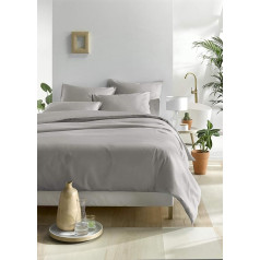 De Witte Lietaer Olivia Satin Cotton Combed Duvet Cover Set Light Grey Dove 200 x 200 cm + 2 Pillowcases