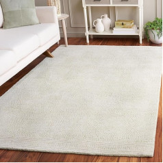 SAFAVIEH Abstract Collection ABT340Y-3 90 x 150 cm Green and Ivory Handmade Wool Rug, Ideal for High Traffic Areas in the Living Room, Bedroom, Dining Room