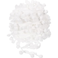 QUARKZMAN 10 Yards Pom Pom Ball Fringe Trim, Ribbon Sewing Accessory DIY Crafts for Home Curtain Clothes Pillow Decoration (12 mm, White)