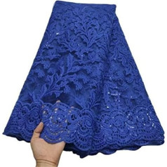 White French Sequin Tulle Lace Fabric Blue Mesh Lace Fabric 5 Yards African Lace Fabric for Wedding Party-9